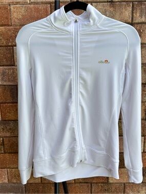 Ellesse Vintage / Made in Italy White Zip-Front Athletic Track Jacket